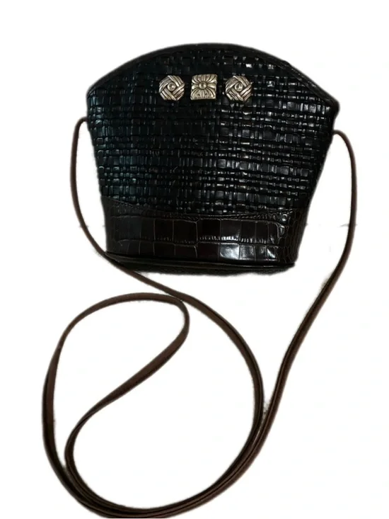 Brighton EUC Vintage Black & Brown woven/Leather Crossbody Bag - Picture 2 of 13